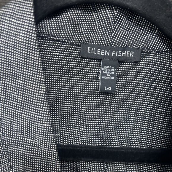 Eileen Fisher Oversized Gray Black Long Sleeve Open Front Jacket Size Large - Picture 3 of 7